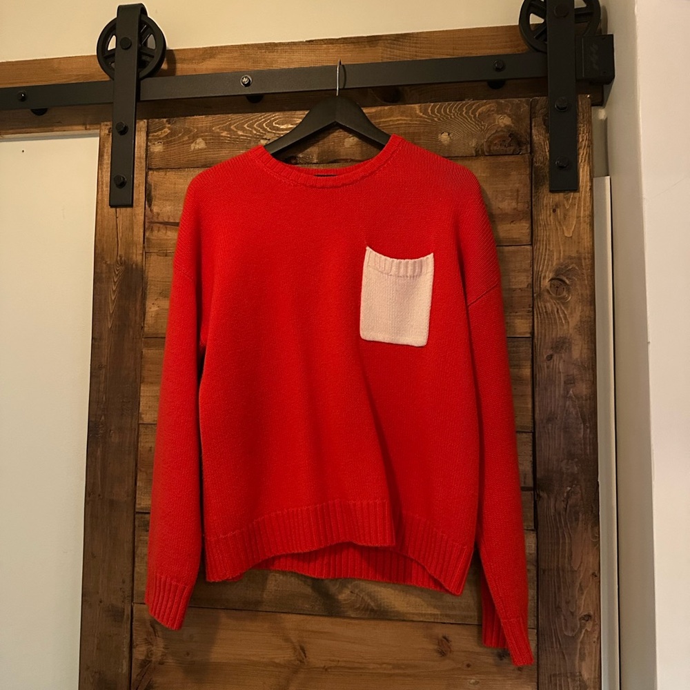 Stateside Red Sweater with White Pocket